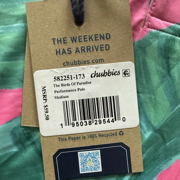 Chubbies Performance Golf Polo Size M SLIM FIT The Birds Of Paradise Floral NWT - Picture 4 of 9